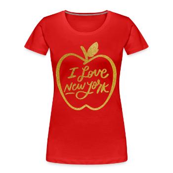 Big Apple Ich liebe New York Souvenirs NYC - Frauen Premium Bio T-Shirt - Rot - Vorne - Mia (176cm)