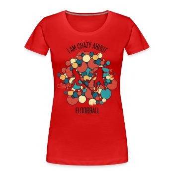 Floorball, Floorball, Hockey sur gazon, Hockey en salle - T-shirt bio Premium Femme - rouge - Devant - Mia (176cm)
