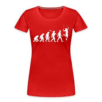 Evolution - Badminton - Sport - T-shirt bio Premium Femme - rouge - Devant - Mia (176cm)