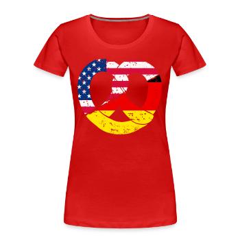 Brezel Amerikanische Herkunft Deutsch - Frauen Premium Bio T-Shirt - Rot - Vorne - Mia (176cm)