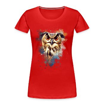 owl animal eagle owl bird - Women's Premium Organic T-Shirt - red - Front - Mia (176cm)