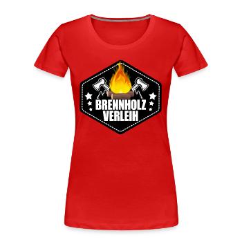 Brennholz Verleih - Frauen Premium Bio T-Shirt - Rot - Vorne - Mia (176cm)