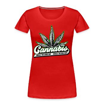 Les couleurs peuvent être modifiées | Cannanis Inhale Exhale - T-shirt bio Premium Femme - rouge - Devant - Mia (176cm)