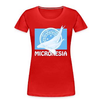 Drapeau de la Micronésie et baleines à bosse - T-shirt bio Premium Femme - rouge - Devant - Mia (176cm)
