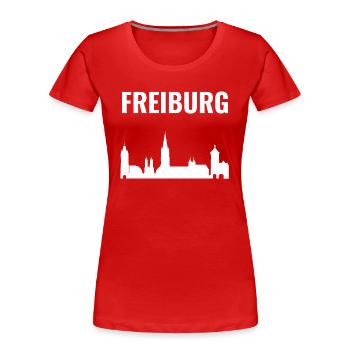 Freiburg Skyline-Collage - Frauen Premium Bio T-Shirt - Rot - Vorne - Mia (176cm)