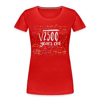 50e anniversaire racine carrée de 2500: 50 ans - T-shirt bio Premium Femme - rouge - Devant - Mia (176cm)