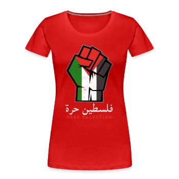 Palestine libre, drapeau patriotique palestinien - T-shirt bio Premium Femme - rouge - Devant - Mia (176cm)