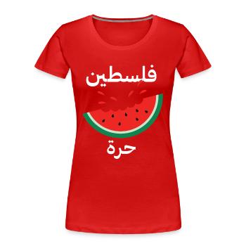 Symbole patriotique de la pastèque Palestine Arabis libre - T-shirt bio Premium Femme - rouge - Devant - Mia (176cm)