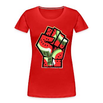 Free Palestine Watermelon Patriotic Symbol Fist - Women's Premium Organic T-Shirt - red - Front - Mia (176cm)