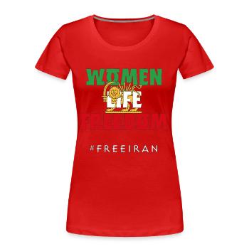 Iranische Flagge #nohijab Unterstützung der Frauen im Iran LÖWE - Frauen Premium Bio T-Shirt - Rot - Vorne - Mia (176cm)