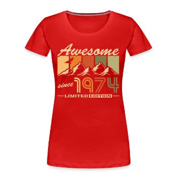 Berge Geburtsjahr 1974 geboren Geburtstag - Frauen Premium Bio T-Shirt - Rot - Vorne - Mia (176cm)