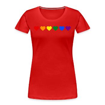 Regenbogenherzen - Frauen Premium Bio T-Shirt - Rot - Vorne - Mia (176cm)