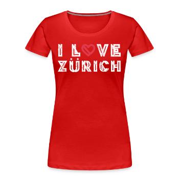 I Love Zürich - Frauen Premium Bio T-Shirt - Rot - Vorne - Mia (176cm)