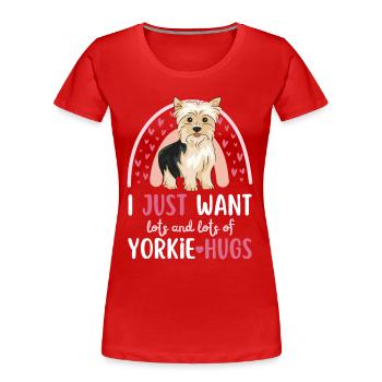 Süßer Yorkshire Terrier Liebhaber Kawaii - Frauen Premium Bio T-Shirt - Rot - Vorne - Mia (176cm)