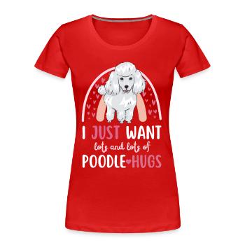 Doux caniche amoureux Kawaii - T-shirt bio Premium Femme - rouge - Devant - Mia (176cm)