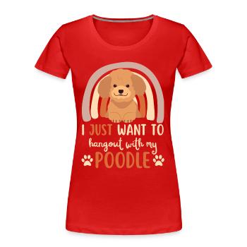 Doux caniche amoureux Kawaii - T-shirt bio Premium Femme - rouge - Devant - Mia (176cm)