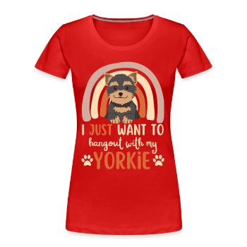Süßer Yorkshire Terrier Liebhaber Kawaii - Frauen Premium Bio T-Shirt - Rot - Vorne - Mia (176cm)