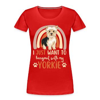 Süßer Yorkshire Terrier Liebhaber Kawaii - Frauen Premium Bio T-Shirt - Rot - Vorne - Mia (176cm)