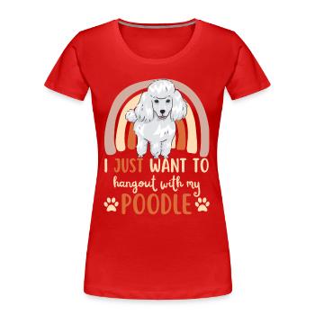 Doux caniche amoureux Kawaii - T-shirt bio Premium Femme - rouge - Devant - Mia (176cm)