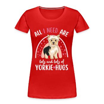 Süßer Yorkshire Terrier Liebhaber Kawaii - Frauen Premium Bio T-Shirt - Rot - Vorne - Mia (176cm)