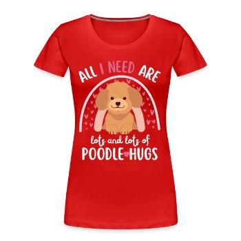 Doux caniche amoureux Kawaii - T-shirt bio Premium Femme - rouge - Devant - Mia (176cm)