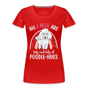 Doux caniche amoureux Kawaii - T-shirt bio Premium Femme - rouge - Devant - Mia (176cm)