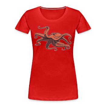 Ich mag Oktopus - acht Tentakel - Tintenfisch - Frauen Premium Bio T-Shirt - Rot - Vorne - Mia (176cm)