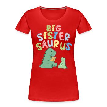 Big sister Saurus siblings Herbivore - Women's Premium Organic T-Shirt - red - Front - Mia (176cm)