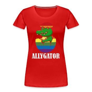 Allygator Hetero-verbündeter Alligator - Frauen Premium Bio T-Shirt - Rot - Vorne - Mia (176cm)