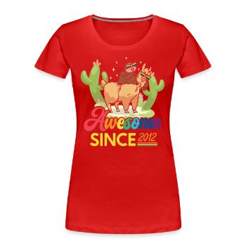 Awesome Seit 2012 Geburtsjahr Schaf Jahrestag - Frauen Premium Bio T-Shirt - Rot - Vorne - Mia (176cm)