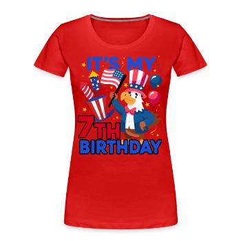 Es Ist Mein 7. Geburtstag Firecracker Kid 4th Of - Frauen Premium Bio T-Shirt - Rot - Vorne - Mia (176cm)