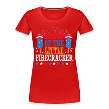 Die Schwester Des Kleinen Feuerwerkskörpers 4. - Frauen Premium Bio T-Shirt - Rot - Vorne - Mia (176cm)