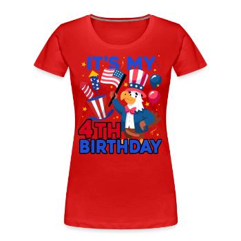 Es Ist Mein 4. Geburtstag Firecracker Kid 4th Of - Frauen Premium Bio T-Shirt - Rot - Vorne - Mia (176cm)