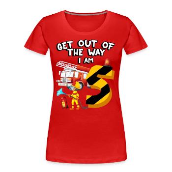 Feuerwehrauto Brandbekämpfung Ich Bin 5 Jahre - Frauen Premium Bio T-Shirt - Rot - Vorne - Mia (176cm)