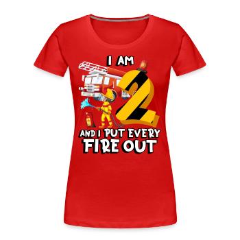 Feuerwehrauto Brandbekämpfung Ich Bin 2 Jahre - Frauen Premium Bio T-Shirt - Rot - Vorne - Mia (176cm)