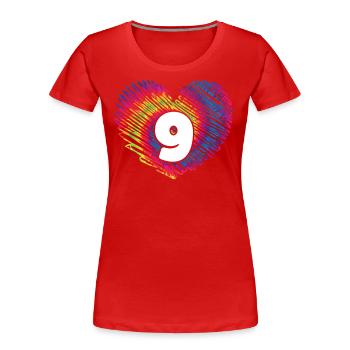 9. Geburtstag Herz Tie Dye | Tie Dye Themed - Frauen Premium Bio T-Shirt - Rot - Vorne - Mia (176cm)