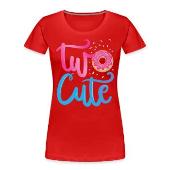 Zwei Niedlich | Donut Geburtstag Shirt | Donut - Frauen Premium Bio T-Shirt - Rot - Vorne - Mia (176cm)