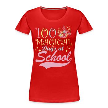 100 jours magiques à l’école Conte de fées fantastique - T-shirt bio Premium Femme - rouge - Devant - Mia (176cm)