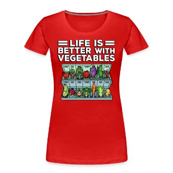 Medizin Zum Glücklichsein Tägliche Dosis Gemüse - Frauen Premium Bio T-Shirt - Rot - Vorne - Mia (176cm)