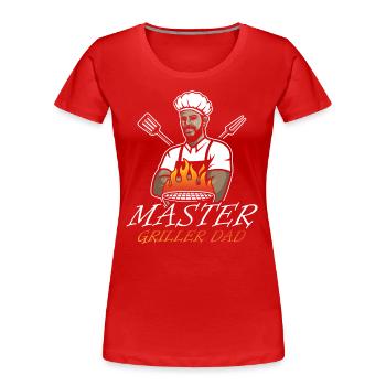 Meister Griller Dad Grill Pan Dekor Foodie - Frauen Premium Bio T-Shirt - Rot - Vorne - Mia (176cm)