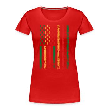 Amerikanische Flagge Faust Dekor Schwarz Melanin - Frauen Premium Bio T-Shirt - Rot - Vorne - Mia (176cm)