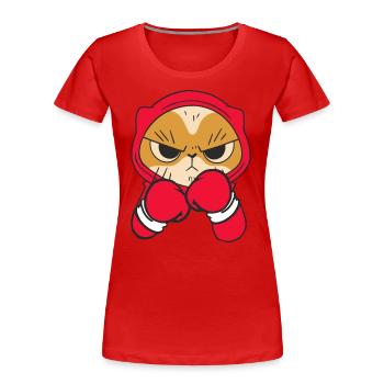 Cat Boxer Martial Athlète Sparring Sports de combat - T-shirt bio Premium Femme - rouge - Devant - Mia (176cm)