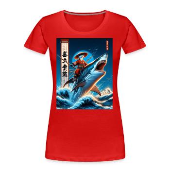 Requin pêcheur japonais vague Art pêche - T-shirt bio Premium Femme - rouge - Devant - Mia (176cm)