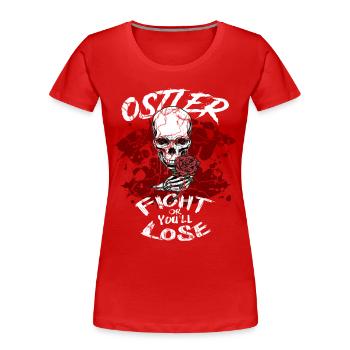 Ostdeutschland - Frauen Premium Bio T-Shirt - Rot - Vorne - Mia (176cm)