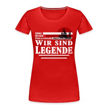 Leipzig Fußball Pokalsieger 2022 - Frauen Premium Bio T-Shirt - Rot - Vorne - Mia (176cm)