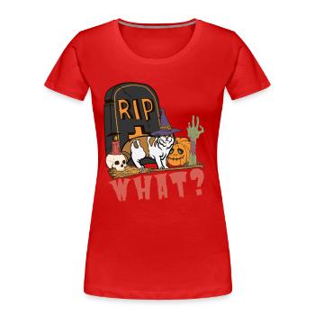 Mignon et effrayant American Curl chat d’Halloween - T-shirt bio Premium Femme - rouge - Devant - Mia (176cm)