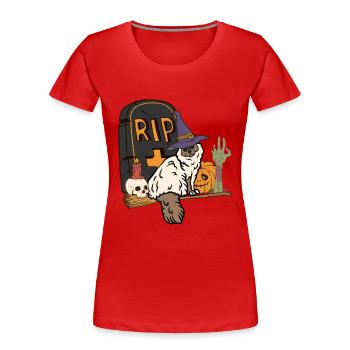 Süße und gruselige Birma Halloween Katze - Frauen Premium Bio T-Shirt - Rot - Vorne - Mia (176cm)