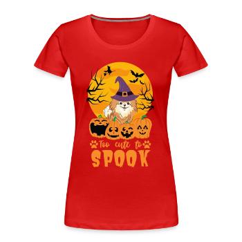Mignon Nain Spitz Halloween Costume Chien - T-shirt bio Premium Femme - rouge - Devant - Mia (176cm)