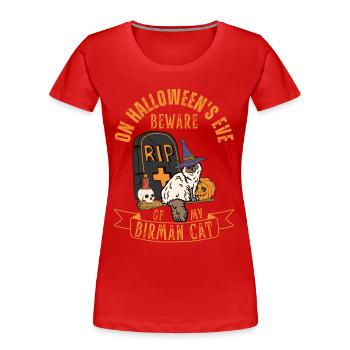 Süße und gruselige Birma Halloween Katze - Frauen Premium Bio T-Shirt - Rot - Vorne - Mia (176cm)