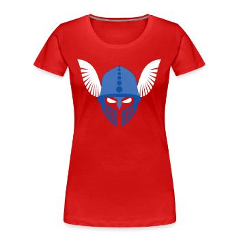 Germanic helmet with feathers design, Germania Magna - Women's Premium Organic T-Shirt - red - Front - Mia (176cm)
